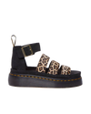 Clarissa II Quad Leopard Spot Hair On Sandals in Light Tan & Black