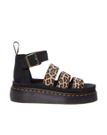 Clarissa II Quad Leopard Spot Hair On Sandals in Light Tan & Black
