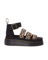 Clarissa II Quad Leopard Spot Hair On Sandals in Light Tan & Black