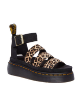 Clarissa II Quad Leopard Spot Hair On Sandals in Light Tan & Black