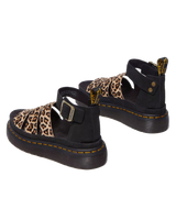 Clarissa II Quad Leopard Spot Hair On Sandals in Light Tan & Black