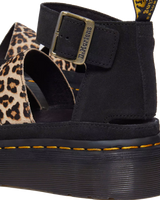 Clarissa II Quad Leopard Spot Hair On Sandals in Light Tan & Black