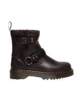 Womens Anistone Crazy Horse Leather Harness Ankle Boots in Dark Brown