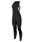 The O'Neill Womens Bahia 1.5mm Front Zip Long John Wetsuit in Black, Mikah Floral & Black