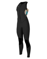 The O'Neill Womens Bahia 1.5mm Front Zip Long John Wetsuit in Black, Mikah Floral & Black