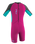 The O'Neill Girls Reactor-2 2mm Back Zip Shorty Wetsuit in Berry, Light Aqua & Graphite