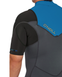 Hammer 2mm Chest Zip Shorty Wetsuit in Graphite, Black & Ocean