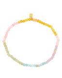 The Pura Vida Ombre Rainbow Bead Stretch Anklet in Gold