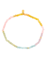 The Pura Vida Ombre Rainbow Bead Stretch Anklet in Gold