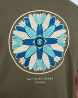 The Salt Water Seeker Mens Quiver T-Shirt in Army
