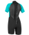 The O'Neill Womens Reactor-2 2mm Back Zip Shorty Wetsuit in Black & Light Aqua