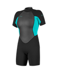Reactor-2 2mm Back Zip Shorty Wetsuit in Black & Light Aqua