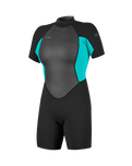 Reactor-2 2mm Back Zip Shorty Wetsuit in Black & Light Aqua