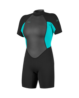 Reactor-2 2mm Back Zip Shorty Wetsuit in Black & Light Aqua