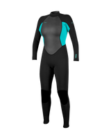 Girls Reactor-2 3/2mm Back Zip Wetsuit in Black & Light Aqua