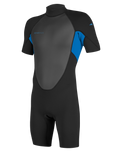 Boys Reactor-2 2mm Back Zip Shorty Wetsuit in Black & Ocean