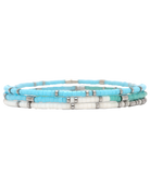 The Pura Vida Mixed Seed Bead Silver Stretch Bracelet (3 Pack) in Seafoam Dream