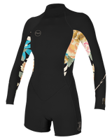 The O'Neill Womens Bahia 2/1mm Back Zip Spring Wetsuit in Black, Mikah Floral & Black