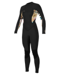 The O'Neill Womens Bahia 3/2mm Back Zip Wetsuit in Black, Mikah Floral & Black