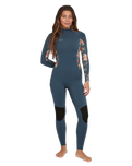Bahia 3/2mm Back Zip Wetsuit in Copen Blue, Painted Tropics & Copen Blue