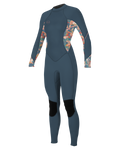 The O'Neill Womens Bahia 3/2mm Back Zip Wetsuit in Copenblue, Painted Tropics & Copenblue