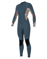 The O'Neill Womens Bahia 3/2mm Back Zip Wetsuit in Copenblue, Painted Tropics & Copenblue