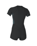 The O'Neill Womens Bahia Front Zip Short Spring Wetsuit in Tempered Steel, Shaded Island Sky & Shade