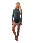 Bahia 2/1mm Front Zip Spring Wetsuit in Tempered Steel, Shade & Shaded Island Sky