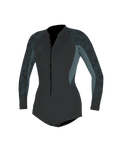 The O'Neill Womens Bahia 2/1mm Front Zip Spring Wetsuit in Tempered Steel, Shade & Shaded Island Sky