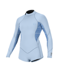 Girls Bahia 2/1mm Back Zip Spring Wetsuit in Chambray Blue, Surf Abstract & Chambray Blue