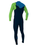 Boys Hammer 3/2mm Chest Zip Wetsuit in Abyss, DayGlo & Ocean