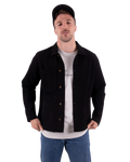 Embroidered Canvas Chore Jacket in Black