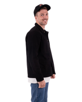 Embroidered Canvas Chore Jacket in Black