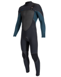 Boys Psycho Tech 5/4mm+ Chest Zip Wetsuit in Black & Cadet Blue