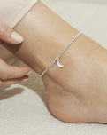 Silver Moon Anklet in Silver