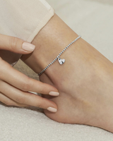 Hammered Heart Anklet in Silver