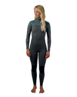 The O'Neill Womens Epic 4/3mm Chest Zip Wetsuit in Tempered Steel, Shaded Island Sky & Shade