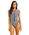 Clubhouse Cap Sleeve Zip Front One Piece Swimsuit in True Navy