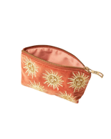 The Elizabeth Scarlett Womens Sun Goddess Velvet Coin Purse in Rust