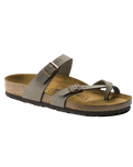 The Birkenstock Womens Mayari Birko-Flor Nubuck Sandals in Stone