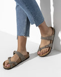 The Birkenstock Womens Mayari Birko-Flor Nubuck Sandals in Stone
