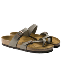 The Birkenstock Womens Mayari Birko-Flor Nubuck Sandals in Stone