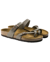 The Birkenstock Womens Mayari Birko-Flor Nubuck Sandals in Stone