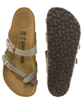 The Birkenstock Womens Mayari Birko-Flor Nubuck Sandals in Stone