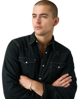 The Levi's® Mens Barstow Western Standard Shirt in Beautiful Ash Blue Black
