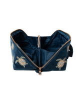 The Elizabeth Scarlett Turtle Conservation Open Flat Makeup Bag in Marine Navy
