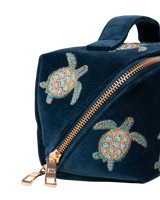 The Elizabeth Scarlett Turtle Conservation Open Flat Makeup Bag in Marine Navy