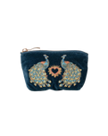Peacock Floral Coin Purse in Ink Blue