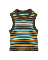 Out There Ribbed Vest in Espresso Multi Stripe