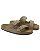 Arizona Soft Footbed Suede Leather Sandals in Taupe